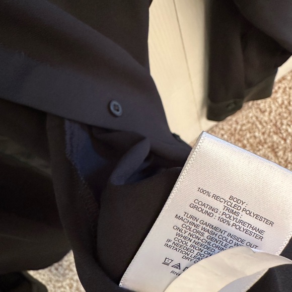 Black Express blouse with faux leather lined collar and sleeves. - Picture 5 of 5